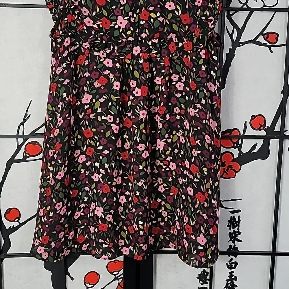 Kate Spade Boho Floral Ruffle Yoke Sleeveless Blouse
